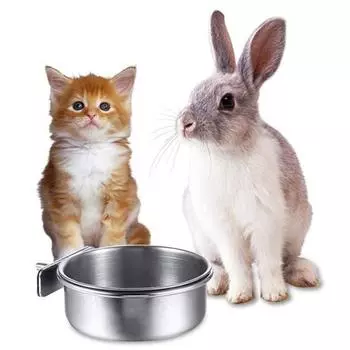 Миска для домашних животных из нержавеющей стали Попугаи Птицы Собаки Кошки Кролики Птицы Мелкие животные Крепление для клетки Вода Еда Кормушка Товары для животных S