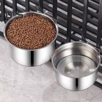 Миска для домашних животных из нержавеющей стали Попугаи Птицы Собаки Кошки Кролики Птицы Мелкие животные Крепление для клетки Вода Еда Кормушка Товары для животных S