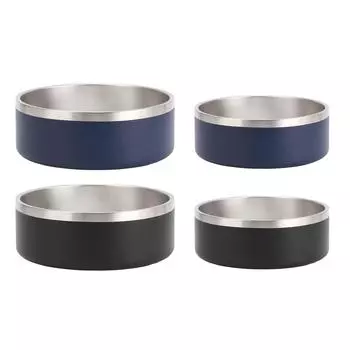 Миска для домашних животных из утолщенной нержавеющей стали 304 с нескользящим дном, большой емкости, миска для кормления кошек и собак, бант для кормления Black Small Size