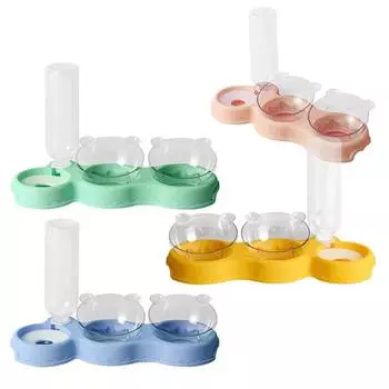 Миска для домашних животных Миска для кошек Миска для собак Автоматическая миска для питья Миска для кошачьего корма Противоскользящая двойная миска Легко моется Товары для животных Товары для кошек серый