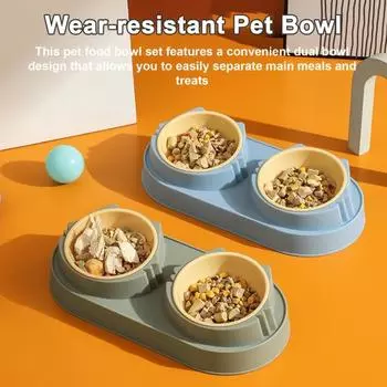 Миска для домашних животных, приподнятая, для собак, одинарная/двойная, непроливающаяся, противоскользящая, для кошек, кормушка для домашних животных, миска для корма и воды для собак, кошек, котят 1pc синий