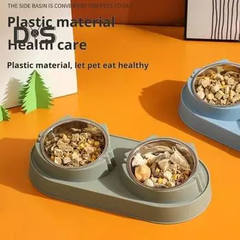 Миска для домашних животных, приподнятая, для собак, одинарная/двойная, непроливающаяся, противоскользящая, для кошек, кормушка для домашних животных, миска для корма и воды для собак, кошек, котят 1pc синий