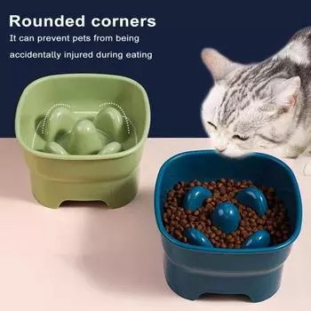 Миска для домашних животных, противоудушающая миска для кошачьей еды, стабильное основание, большая емкость, медленная собака жёлтый