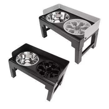 Миска для домашних животных с регулируемой высотой, защита шеи, прочная конструкция из нержавеющей стали для средних и больших размеров Gray