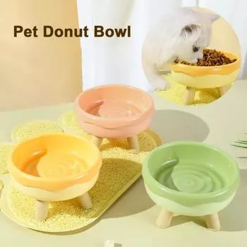 Миска для домашних животных в мультяшной форме, миска для корма для домашних животных, большая емкость, стабильная четвероногий дизайн, блюдо для кормления кошек и собак, товары для домашних животных жёлтый