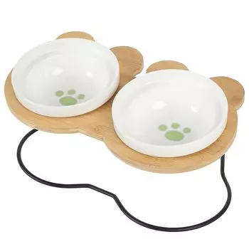 Миска для еды AllBright, миска для домашних животных, миска для кормления, контейнер для воды для собак и кошек, керамическая, наклонная (двойной)