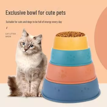 Миска для еды и воды для кошек и собак с защитой от опрокидывания - прочный пластик, одинарная миска для домашних животных Round single bowl small зелёный