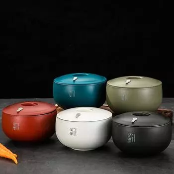 Миска для еды с крышкой, пищевая теплоизоляция из нержавеющей стали, японский стиль, миска для смешивания салатов, кухонный гаджет для ежедневного использования синий
