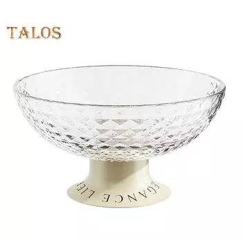 Миска для фруктов, прозрачная, бежевая, большой емкости, пищевая, с широким горлышком, столешница, закуска, конфеты, тарелка, поднос, кухонные принадлежности бежевый