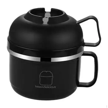 Миска для хлопьев Рамен 3 слоя Дизайн Многоразовый Стабильный Креативный Практичный Лапша Нержавеющая Сталь чёрный