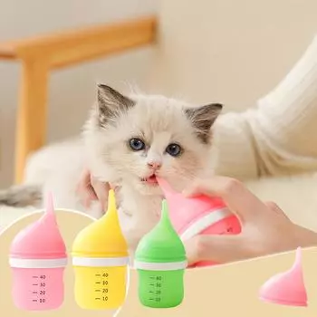 Миска для корма из бутылочки для домашних животных, полный набор поилок с тонким носиком из силикона для кошек, кормушка с защитой от укусов One Size зелёный
