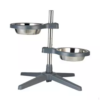 Миска для кормления домашних животных с регулируемой высотой и съемной подставкой — 2 приподнятые миски для собак и кошек 21cm