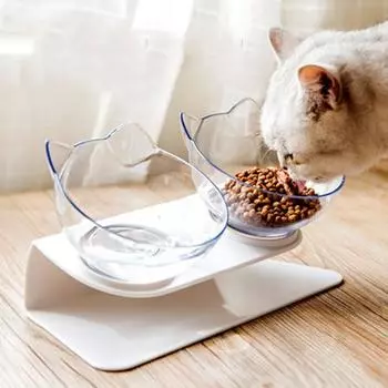 Миска для кошек, 1 шт., миска для кормления домашних животных, наклонная миска, зоотовары, миска для защиты шеи, двойная миска, миска для корма для домашних животных, миска для риса