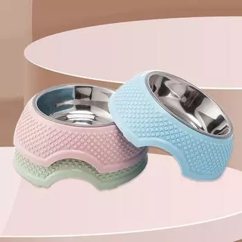 Миска для кошек и собак из нержавеющей стали, нескользящая кормушка для собак, контейнер для корма и воды, защитное горлышко зелёный