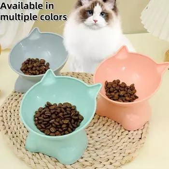 Миска для кошек и собак с высокой ножкой, защитная миска для корма и воды для кошек и домашних животных, противоопрокидывающаяся бинауральная моющаяся миска для кормления домашних животных зелёный