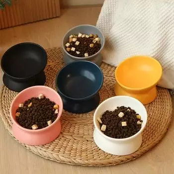 Миска для кошек Керамическая миска для кошек и собак Миска для животных с защитой от рвоты Кормушка для животных с водой Защитная подушка для шеи Миска для собак с защитой от опрокидывания Аксессуары для домашних животных белый