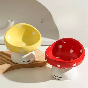 Миска для кошек Керамическая скошенная защита рта для шейного позвонка Поилка Миска для еды Миска для риса для кошек Товары для животных Миска для собак 14.5*13*8.7 cm