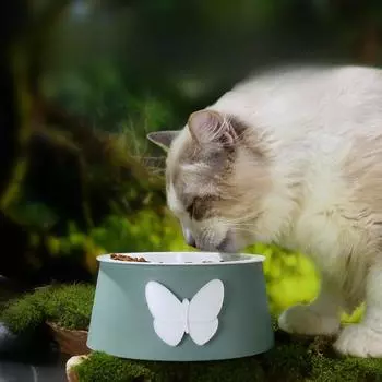 Миска для кошек, миска для риса для собак, защита шейного позвонка, противоударная миска для домашних животных, питьевая вода для кошек, съемная и моющаяся миска для корма для плюшевых мисок 16*7*7cm