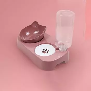 Миска для кошек, миска для собак, миска для корма для кошек, миска для корма для собак, наклонная защита рта и шеи, одна двойная миска, устойчивая к намоканию, высокая миска для домашних животных