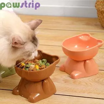 Миска для кошек, пластиковая герметичная миска для корма для домашних животных, диспенсер для воды, высокая защита ног, шейный позвонок, миски для кормления кошек, товары для домашних животных коричневый