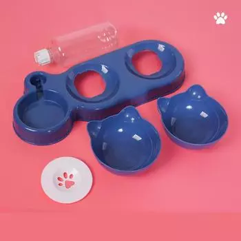 Миска для кошек, поилка для кошек, автоматическая кормушка, двойные миски для кошек, поилка для домашних животных, контейнер для еды с подставкой для питья, аксессуары для кошек небесно-голубой