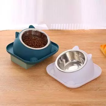 Миска для кошек с противоскользящей подкладкой, которая не опрокидывается, съемная кормушка для кошек, предотвращает появление муравьев pink-1pcs