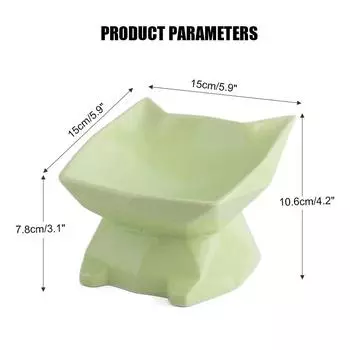 Миска для кошек с высокими ножками, ромбовидные миски для кошек и собак, защитные шейные миски для корма для домашних животных, керамические принадлежности для кормления домашних животных, миска для десерта для домашних животных зелёный