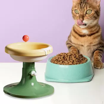 Миска для кошек с высокой посадкой, против рвоты, корм для кошек мелких пород, желто-зеленый