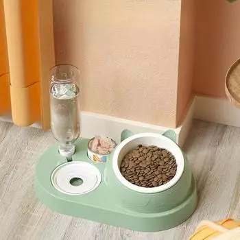 Миска для кошек Slow Food Anti-Chock Автоматическое питье Anti-Pushset Pet Double Bowl Home Multifunction Кормушки для собак из нержавеющей стали Новые