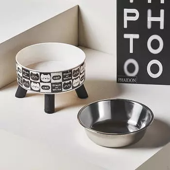 Миска для кошек. Защита шеи и воды предотвращает разливы. Контейнер для посуды. чёрный