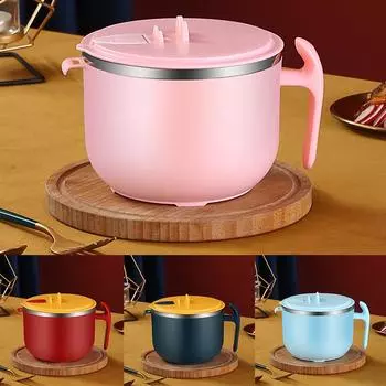 Миска для лапши быстрого приготовления Кухонная миска для рамэна из нержавеющей стали красный