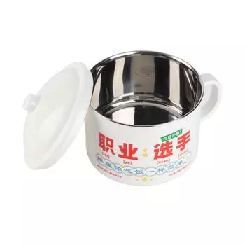 Миска для лапши из нержавеющей стали с крышкой, симпатичная ностальгическая керамическая миска для рамена, металлическая сервировочная миска с