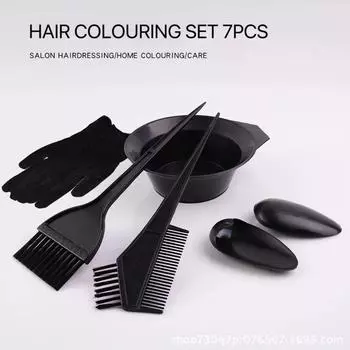 Миска для масла для волос Миска для волос Инструменты для волос Набор щеток для масла для волос Набор из 7 предметов One Size чёрный