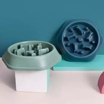 Миска для медленной еды для домашних животных, кормушка против удушья, полипропиленовая пластиковая миска для посуды, домашняя тарелка для еды собак, принадлежности для кормления, предотвращающие глотание синий