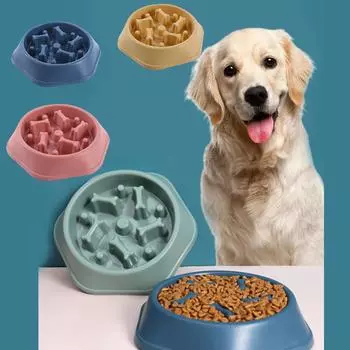 Миска для медленной подачи кошек и собак для щенков средних и маленьких собак предотвращает вздутие живота и удушье One Size синий