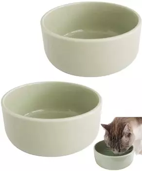 Миска для питьевой воды размера M, набор из 2 штук, зеленого цвета, керамическая посуда для кошек, кошек, собак, домашних животных, миска, тарелка, миска