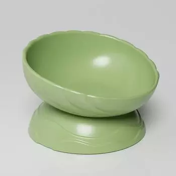 Миска для питья воды для домашних животных, миска для кошек из оригинального имитационного фарфора, бамбуковое волокно, регулируемая раковина, миска на высокой ножке, миска для кошачьего корма, товары для кошек Green grass