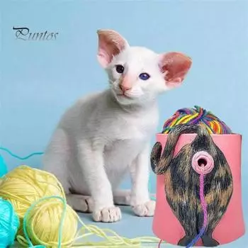 Миска для пряжи для кошачьих пряж, держатель для пряжи из смолы, домашний декор для стола, диспенсер для пряжи в виде попки мультяшного кота, подарок для любителей вязания крючком A