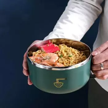 Миска для рамэна с крышкой 1000/1300 мл 304 нержавеющая сталь лапша быстрого приготовления фруктовый салат рисовый суп миска большая коробка для ланча кухонная посуда