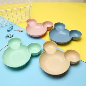 Миска для риса с 3 отделениями, штабелируемая, легко чистящаяся тарелка для закусок из сухофруктов, милая мультяшная форма, сервировка закусок зелёный