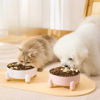 Миска для собак из нержавеющей стали, миска для еды на четырех ножках, противоскользящая, противоударная, для домашних животных, нечерная, с высокими ножками, для кошек 15*7cm