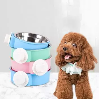 Миска для собак из нержавеющей стали, стойкая к падениям, подвесная миска для клетки для домашних животных, чашка для кошек, кроликов