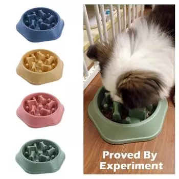 Миска для собак, медленная кормушка для домашних животных, против вздутия живота, глоток, интерактивное блюдо для кормления щенков и кошек One Size синий