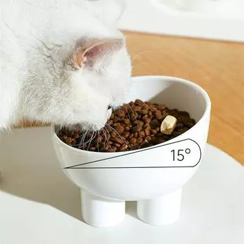 Миска для собак с высокими ножками, герметичная, противоопрокидывающаяся, многоярусная миска для кошек, 15°, защита шейного отдела позвоночника, корм для домашних животных, миски для воды, товары для животных белый