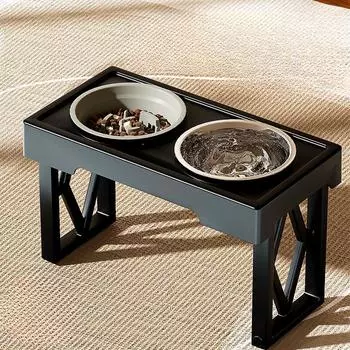 Миска для собак Slow Food, золотистый ретривер, подъемная регулируемая миска, большая миска для собак, двойная миска для домашних животных из нержавеющей стали 25*20*43cm