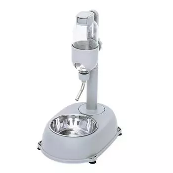 Миска для собаки с защитой от опрокидывания и бутылкой для питьевой воды, пластиковый автоматический дозатор, кормушка, подвесной чайник, контейнер для кошачьей еды, товары для домашних животных серый