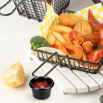 Миска для соуса, круглая глянцевая меламиновая чашка, 6 см, 50 мл, черная мини-чашка, американская посуда для кафе чёрный