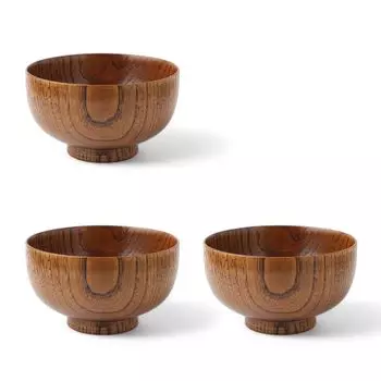 Миска для супа мисо деревянная из каштанового дерева, набор из 3 х J-kitchens 11,8 см 6,8 см