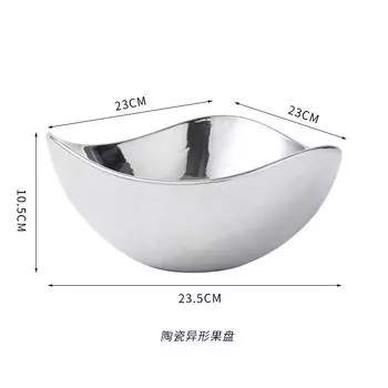 Миска для закусок Салатница Серебряное гальваническое покрытие Керамическая тарелка для фруктов Фрукты Домашняя гостиная Тарелка для фруктов Кофейный столик
