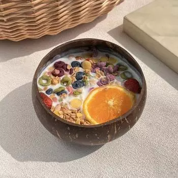 Миска из кокосового дерева, веганский подарок из натуральной кокосовой скорлупы, миски для смузи Acai Buddha, деревенские сервировочные миски, легко моющиеся, изготовленные вручную блюда из кокоса